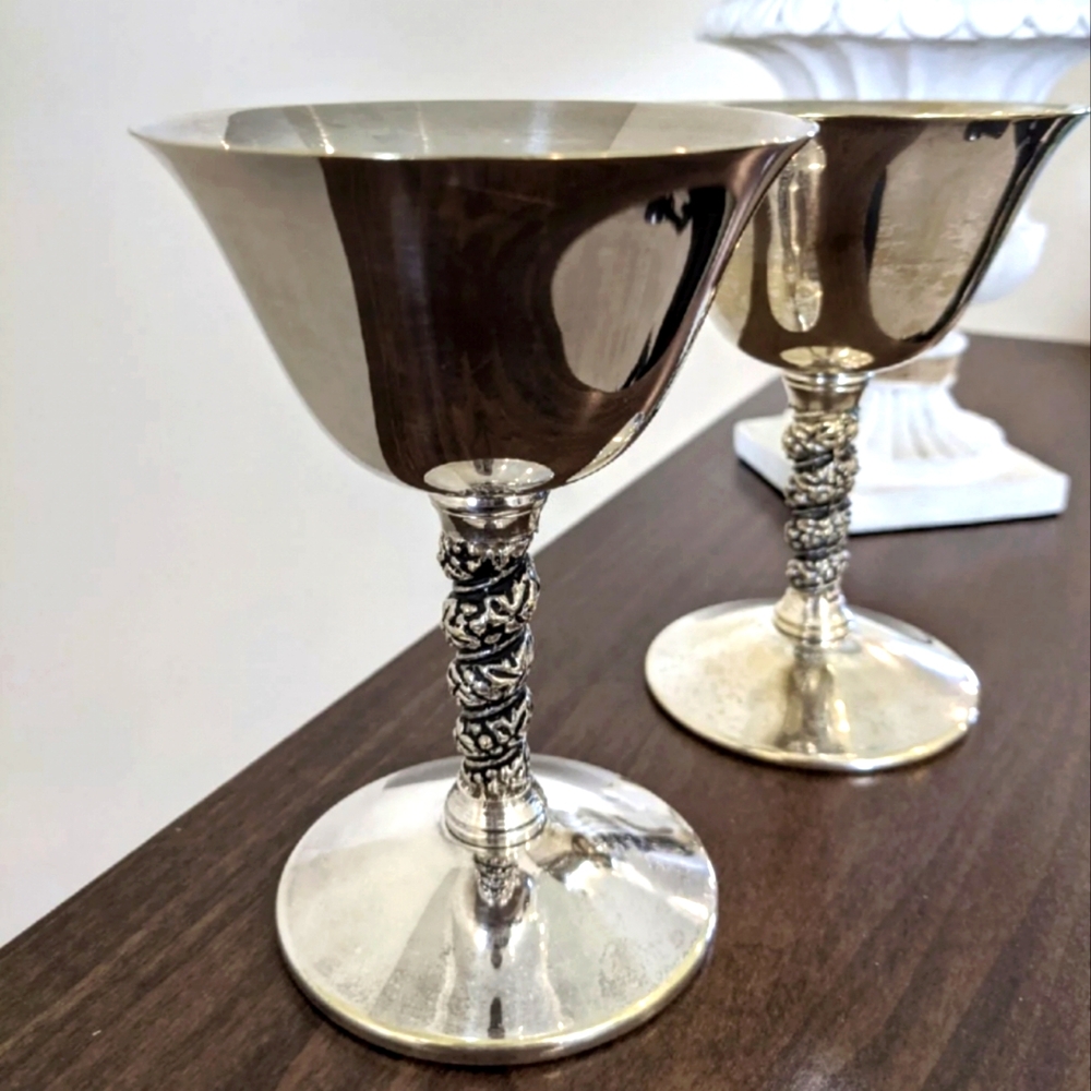ANTIQUE F.B. ROGERS SILVER PLATE GOBLETS